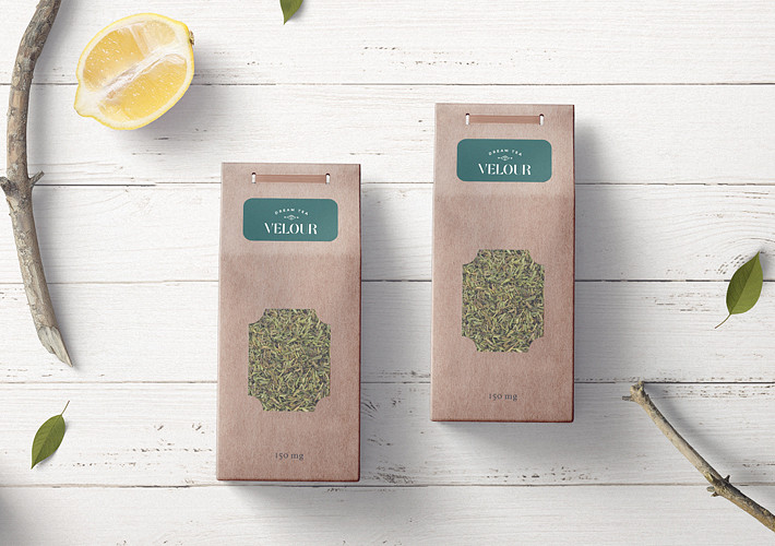 Mockups de Embalagens de Chá Orgânico