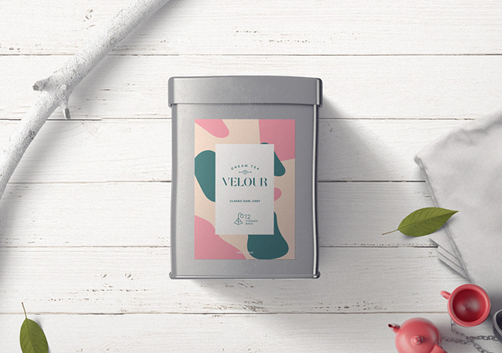Mockups de Embalagens de Chá Orgânico