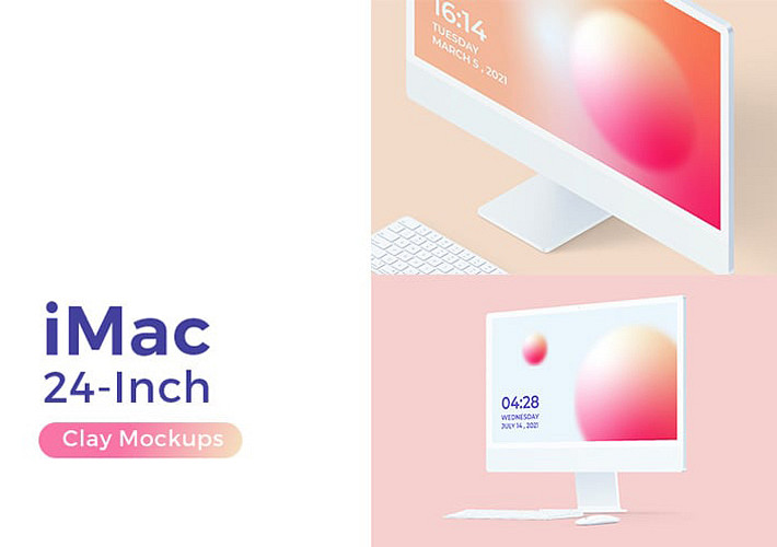Mockups de iMac de Clay de 24 Pulgadas