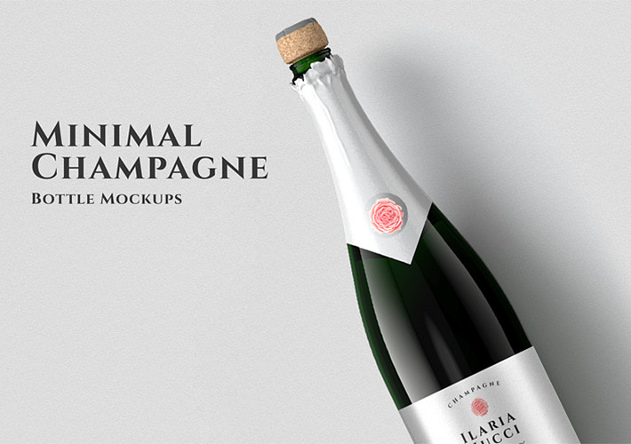 Mockups minimalistes de bouteilles de champagne