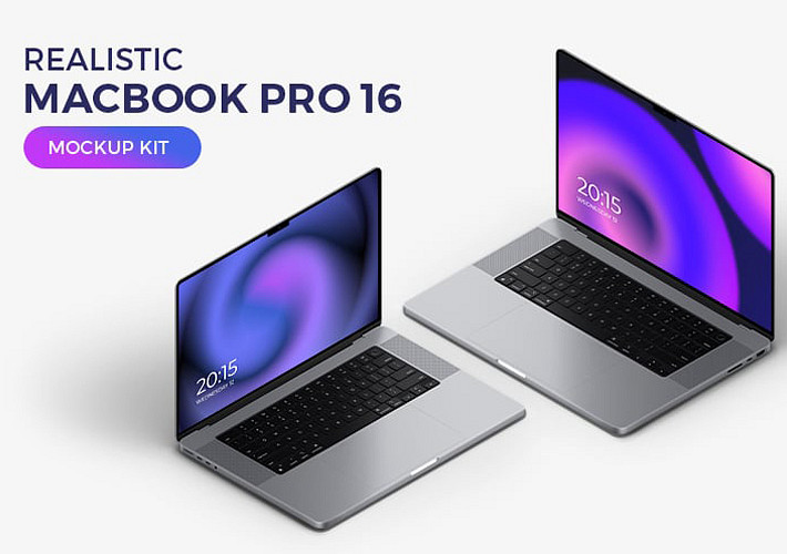 Gerçekçi MacBook Pro 16 Mockup Kiti