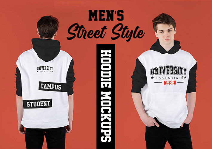 Mockups de sudaderas con capucha de estilo callejero para hombres