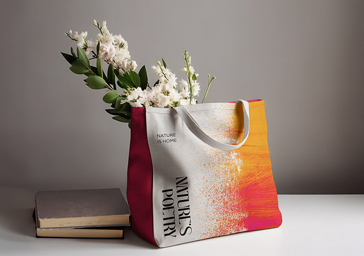 Bolsas de tela con elementos florales