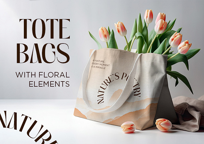Bolsas de tela con elementos florales