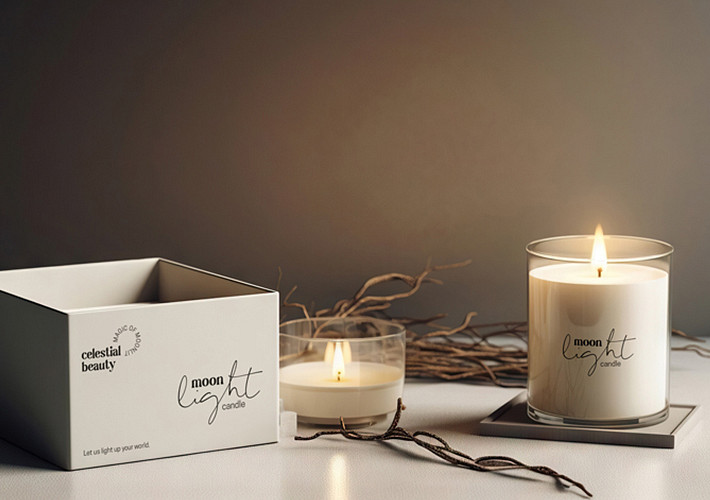 Mockups minimalistas de velas