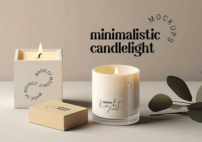 Mockups minimalistas de velas