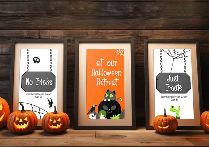 Mockups de marcos con temática de Halloween