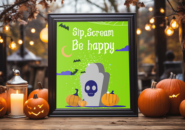 Mockups de marcos con temática de Halloween