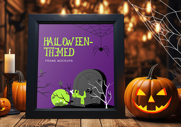 Mockups de marcos con temática de Halloween