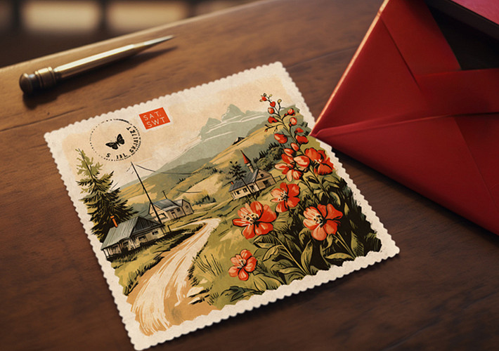 Postkarte Panorama Mockup-Paket