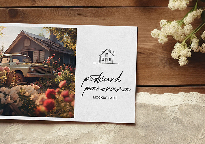 Postkarte Panorama Mockup-Paket