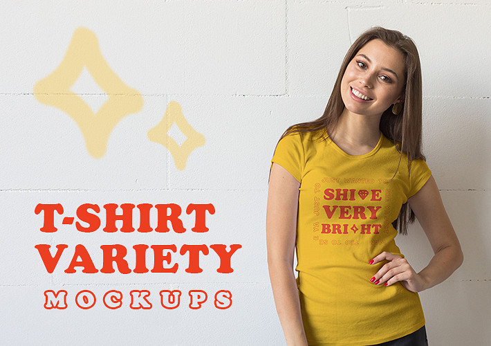 Maquettes d'une variété de t-shirts