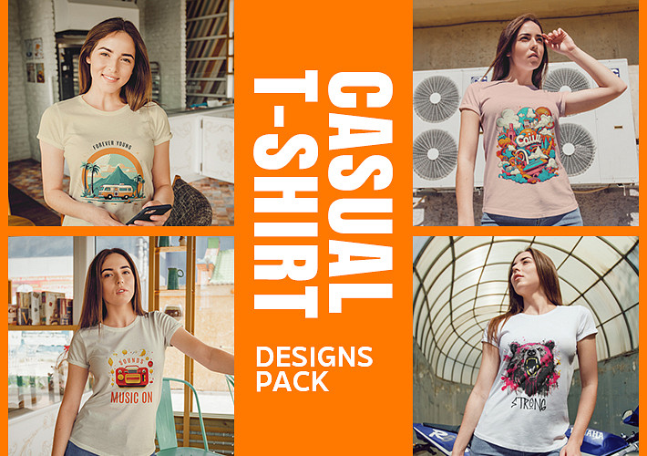 Paquete de diseños de camisetas informales