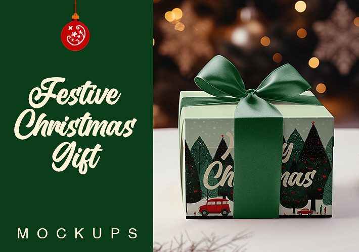 Neşeli Noel Hediyesi Mockupları