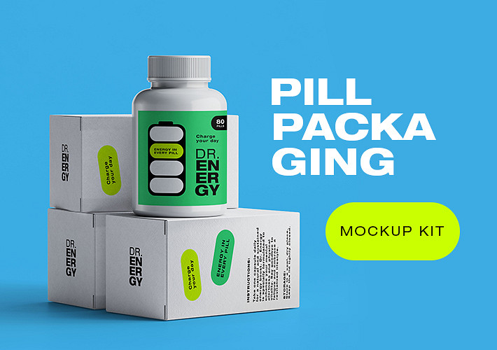 Kit de mockups de envases de pastillas