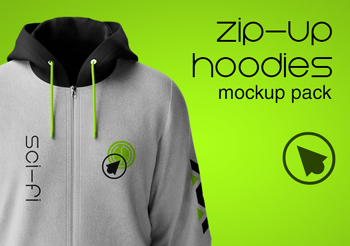 Paquete de mockups de sudaderas con cierre