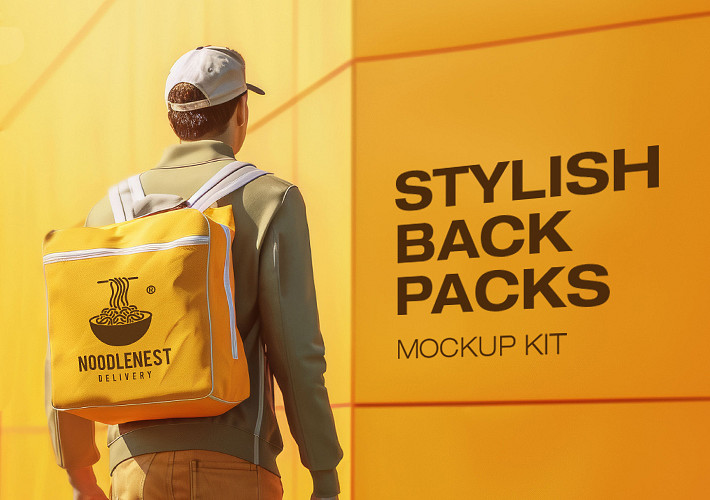 Kit de mockups de mochilas estilizadas