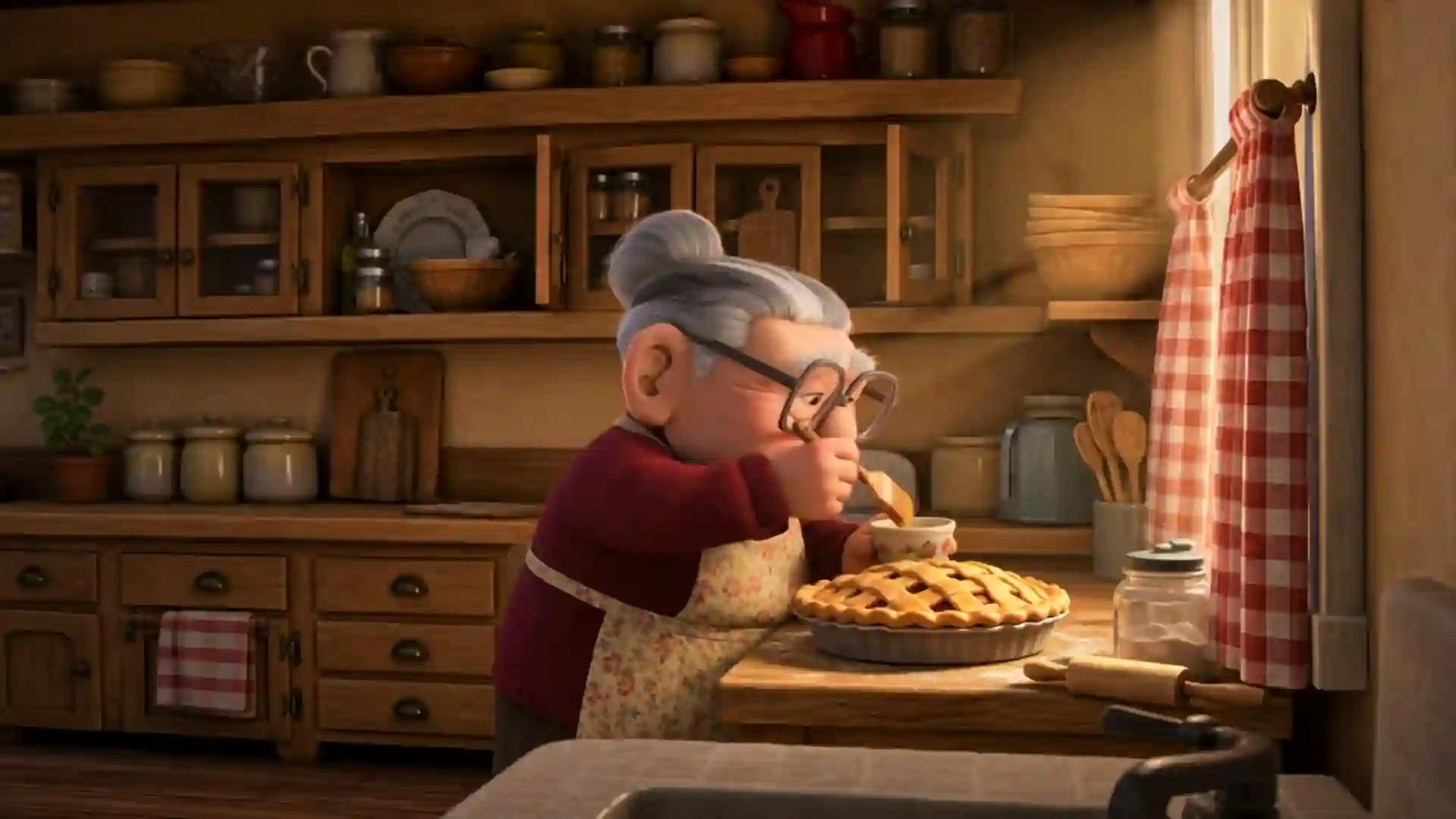Abuela horneando pastel