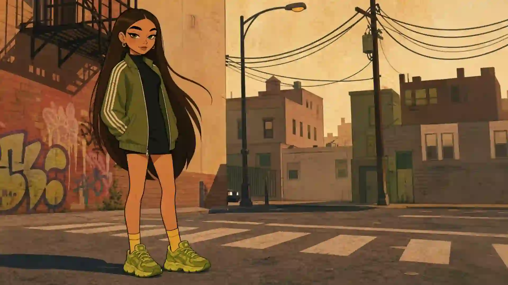 Chica anime en paso