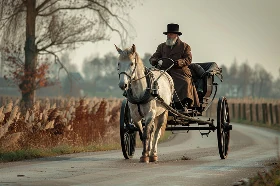 Aristocrat driving horse carriage
