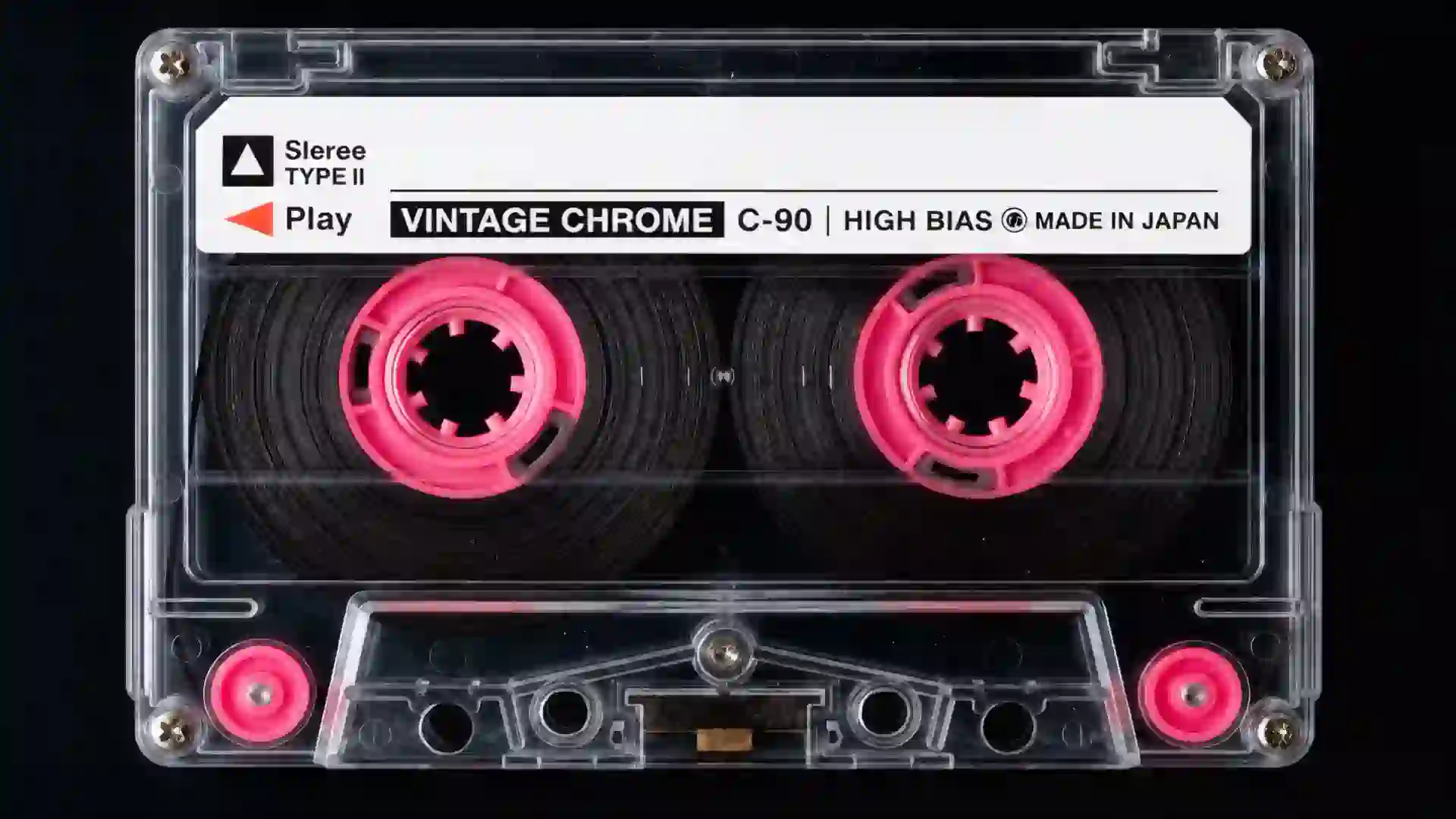 Clear cassette, pink reels