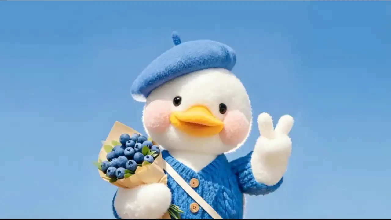 花束を持つアヒル