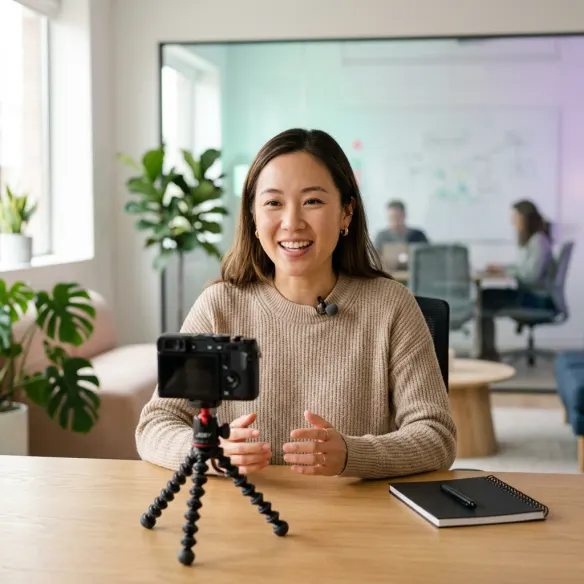 Founder filming a product update