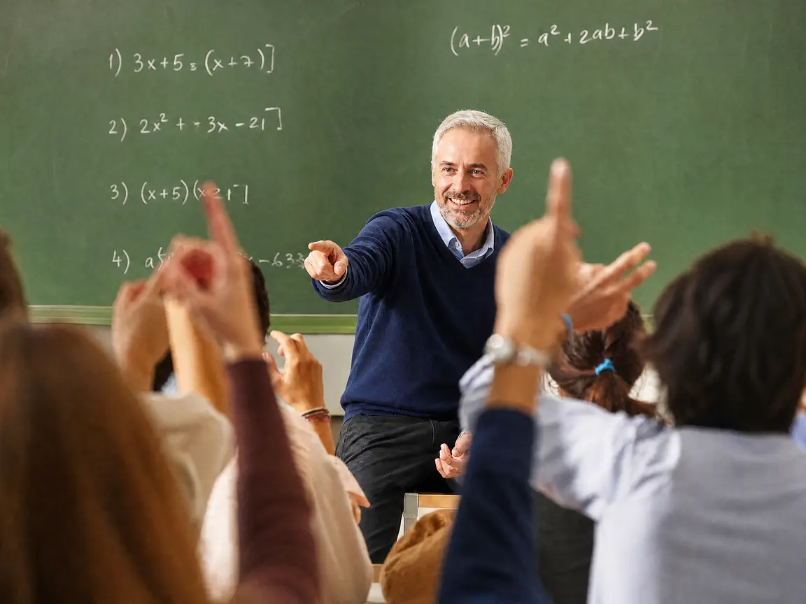 Teacher leading math class