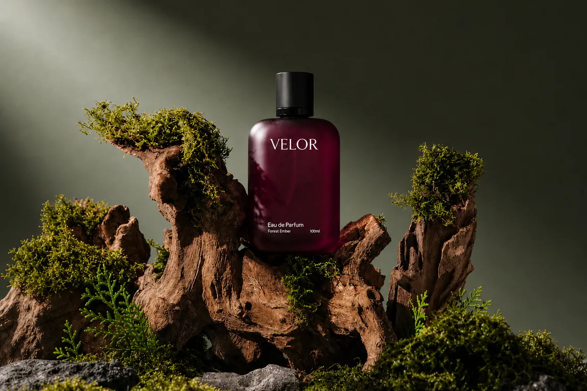 Velor perfume bottle shot