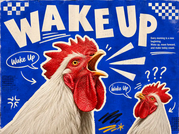 Wake up rooster poster