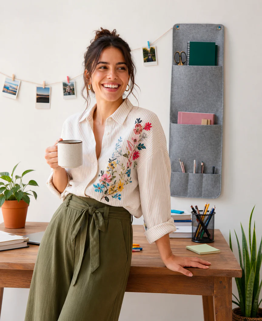 Owner at studio desk
