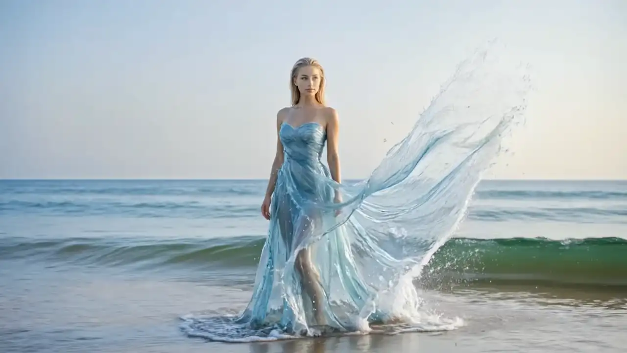 Donna con abito d’acqua