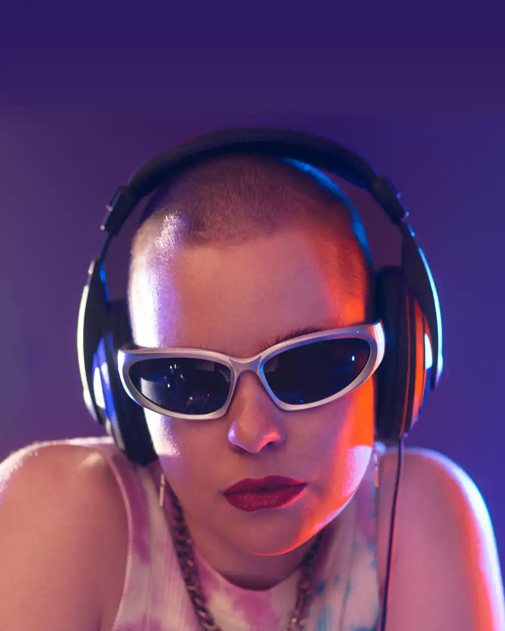 DJ under neon light