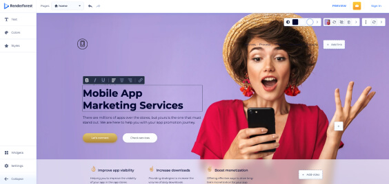 Настройте выбранный шаблон