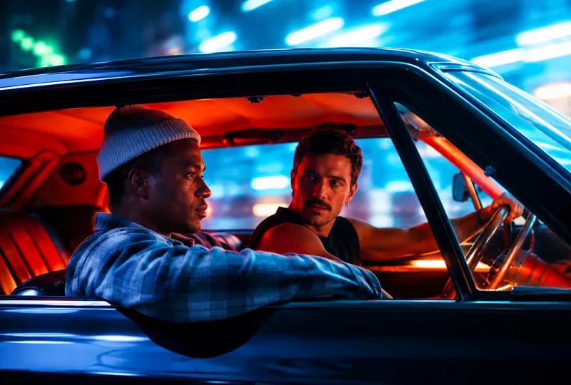 Muscle car ile gece sürüşü