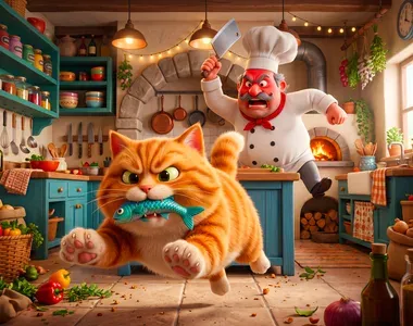 Aşçıdan kaçan kedi