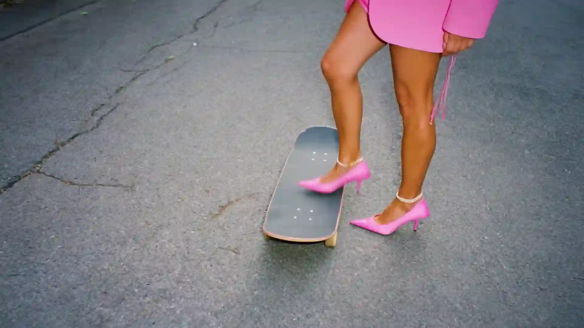 Skateboard in heels