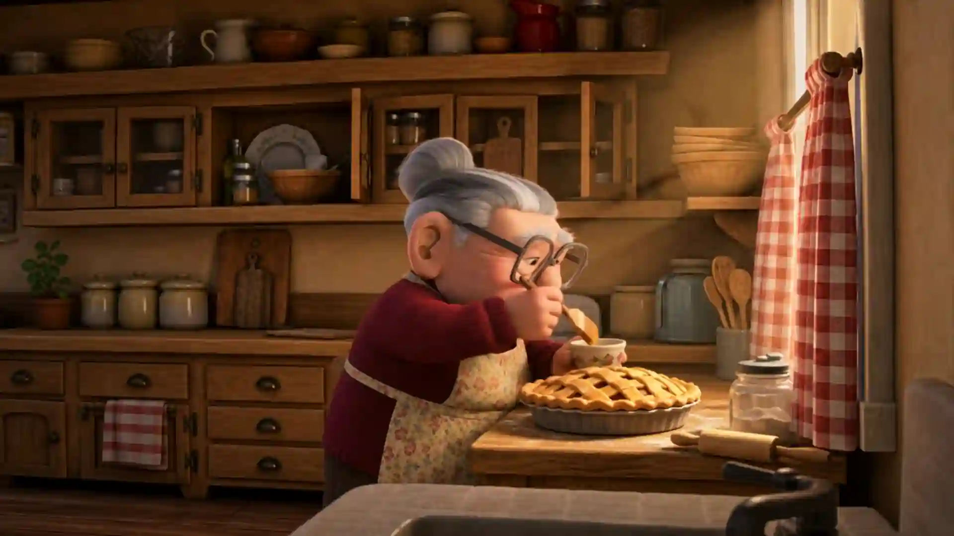 Grandmother baking pie