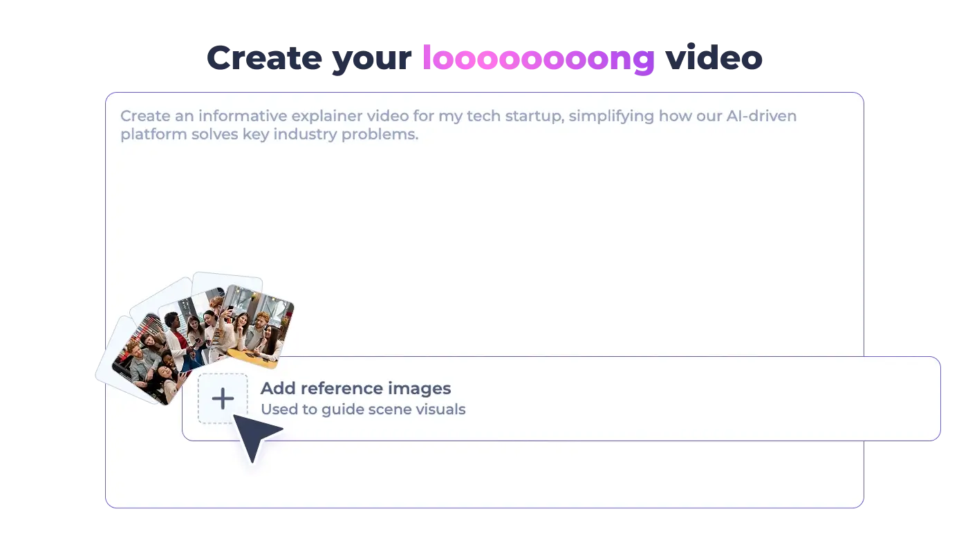 AI marketing video creator interface showing video generation from a text prompt