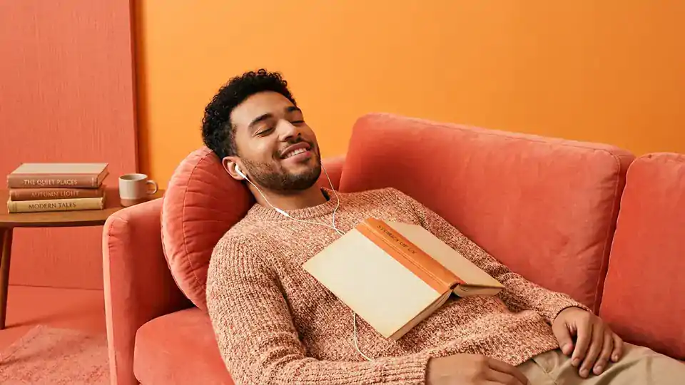 Man listening to an audiobook