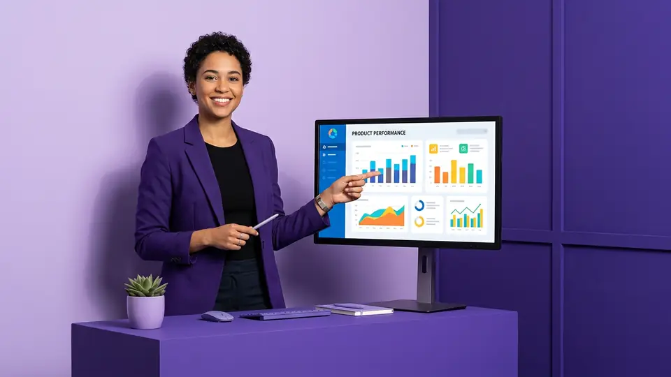 Presenter showing a dashboard