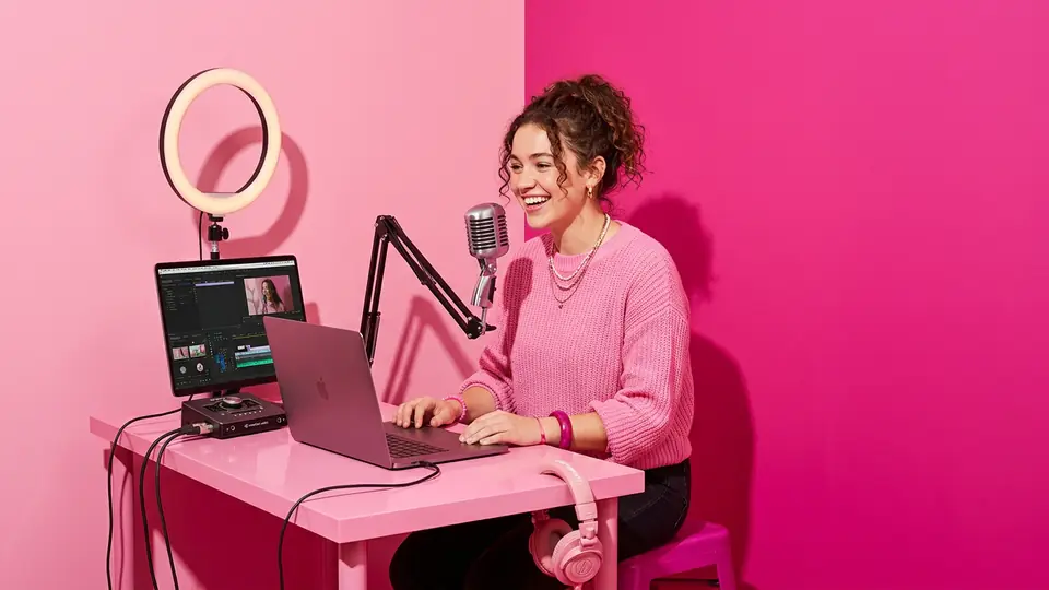 Creator recording a voiceover